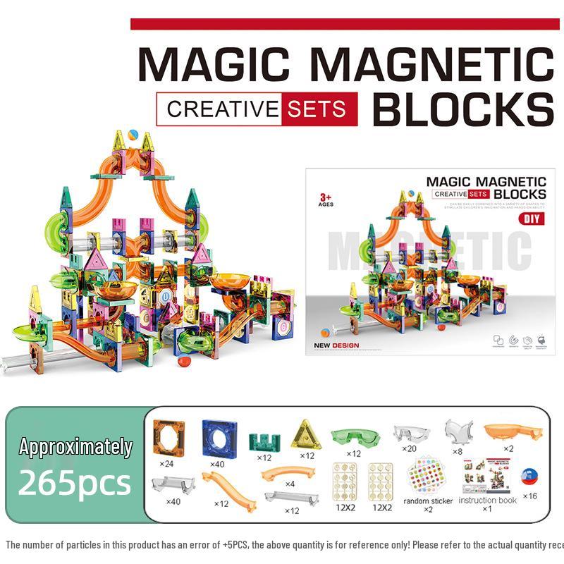 Stained Glass Magnetic Marble Run: Kids' Magnetic Building Blocks and Tracks