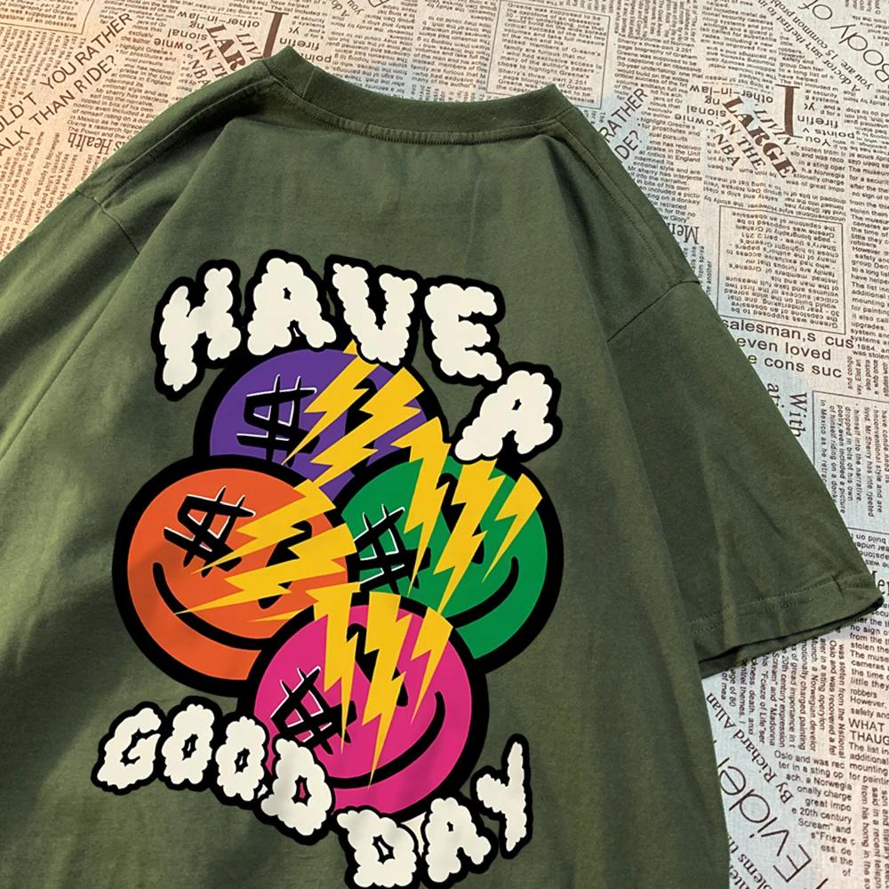 Have A Good Day Money Enthusiasts T Shirt Men High Quality Breathable T Shirt Hip Hop Harajuku Soft Clothes Crewneck Loose Tops