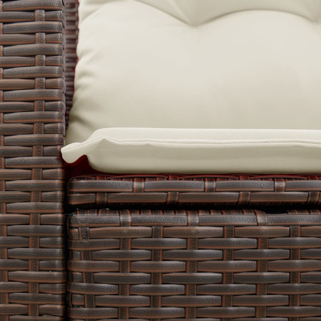 Vidaxl Garden Sofa With Cushions, 2-Seater, Brown, Poly Rattan