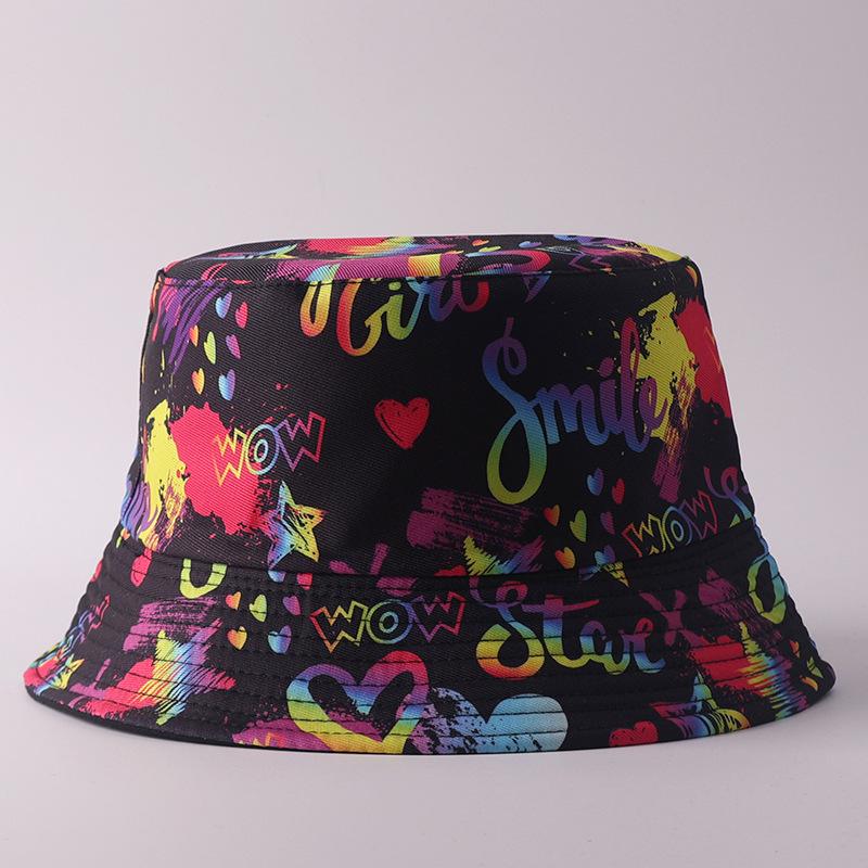 Digital printing small edge bucket hat spring and summer double-sided can wear outdoor sunshade basin hat spot