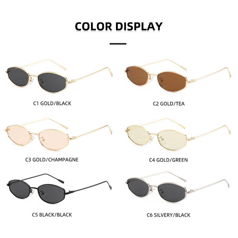 European and American Personalized Small Frame Hexagonal Oval Exquisite Metal Glasses Men & Women Fashionable Anti-Uv Sunglasses
