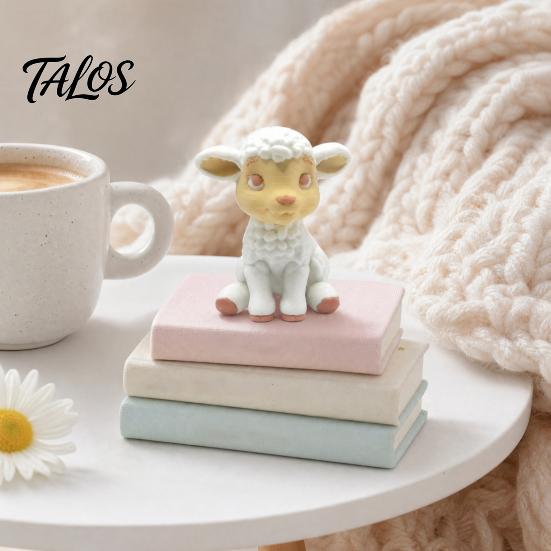 Schaf Dashboard-Ornament 3D-gedruckte Figur, Mini-Statue für Schreibtischdekoration, PLA-Modell Sitzende Lampe Skulptur-Ornament, Geschenk für Tierliebhaber