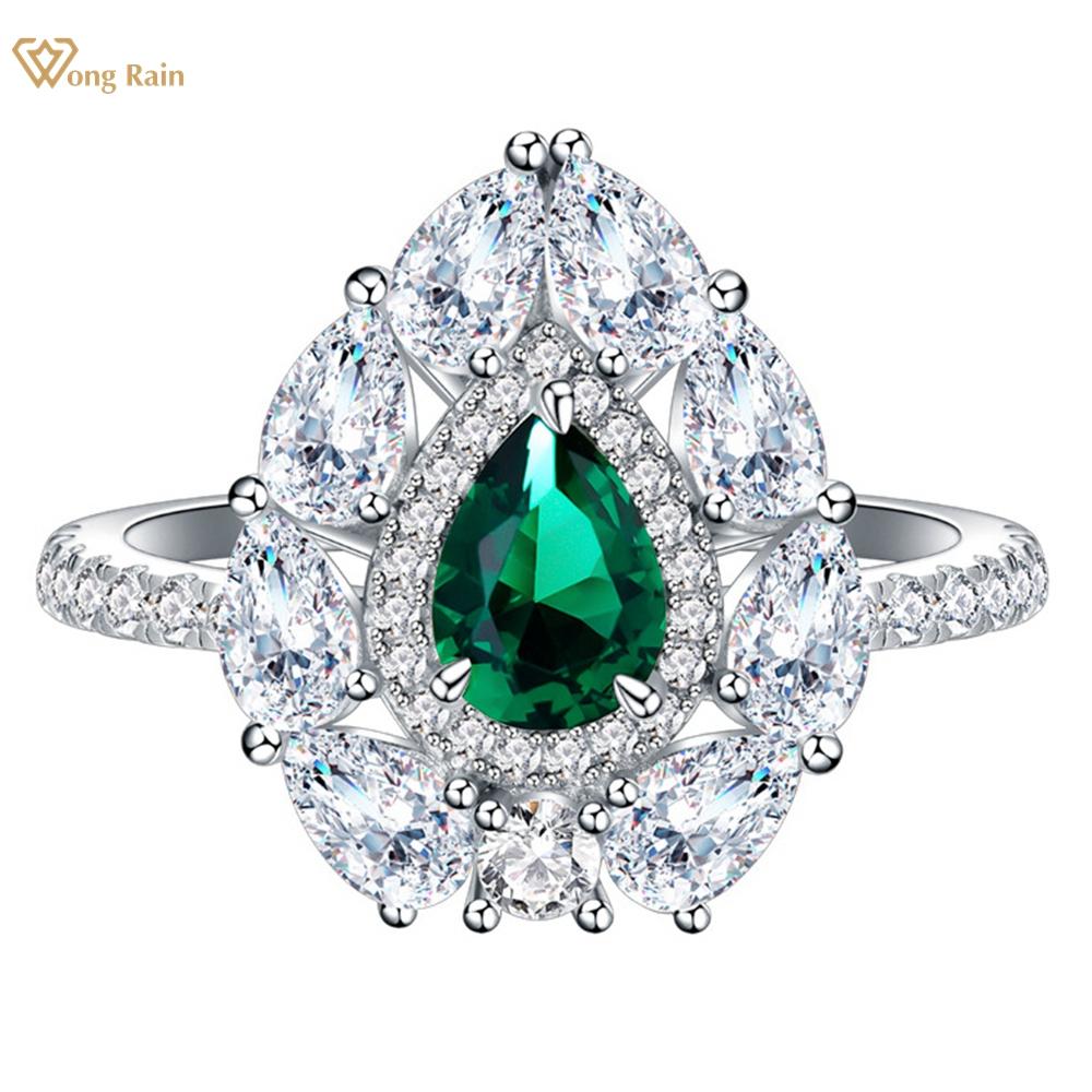 

Wong Rain, 100% серебро 925 пробы, 5*7 мм, грушевидная огранка AAAAA, цирконы, драгоценный камень, кольцо для женщин, ювелирные изделия, свадебное обручальное кольцо US 6 белый