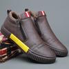 Fashion New Winter Men's Boots Soft Leather Plush Warm Snow Boots Waterproof Outdoor Footwear Men Work Boots Men Motorcycle Boots