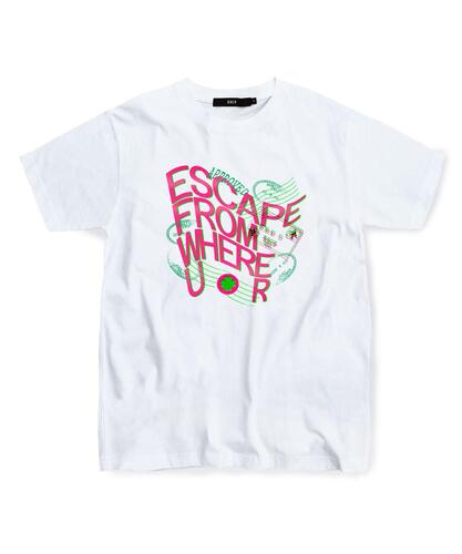 ESCAPEFROM Pg Risograph Stamp Print T-Shirt White