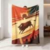 Retro Bullring Running Bull Print Flannel Blanket Multi Sizes Portable Sofa Throw Soft Nap Blanket For Office Break Daily Hom
