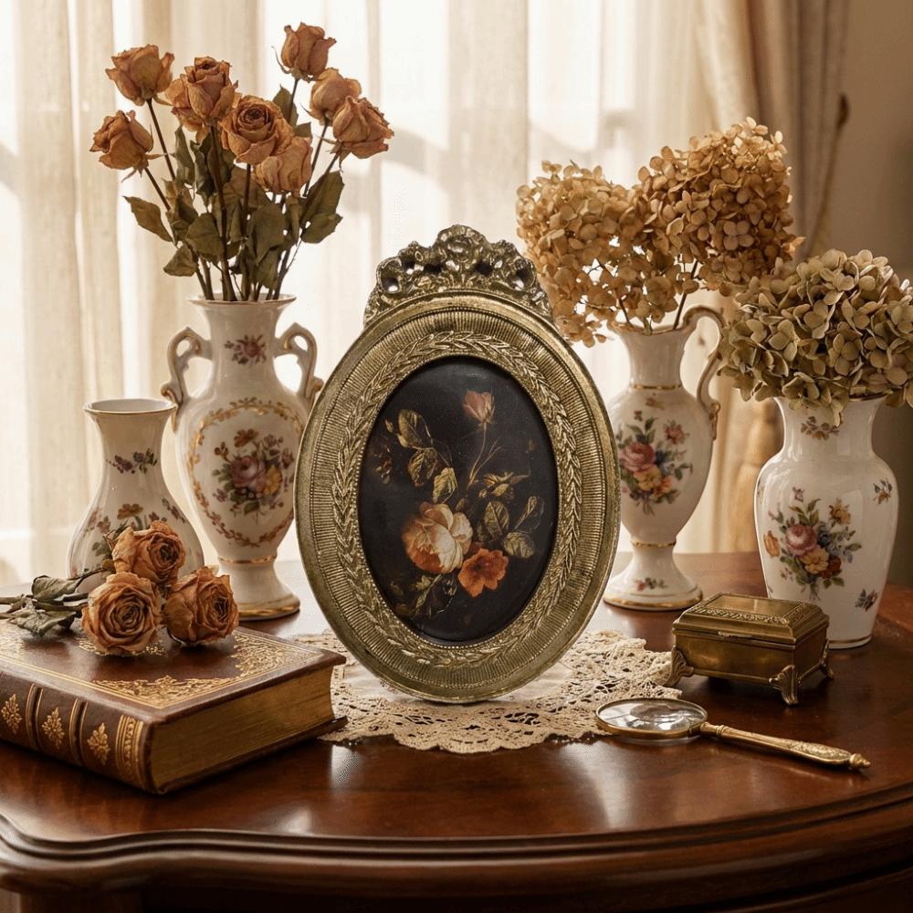 Carved Flower Design Vintage Photo Frame Resin Oil Picture Frame Photo Stand Room Decoration