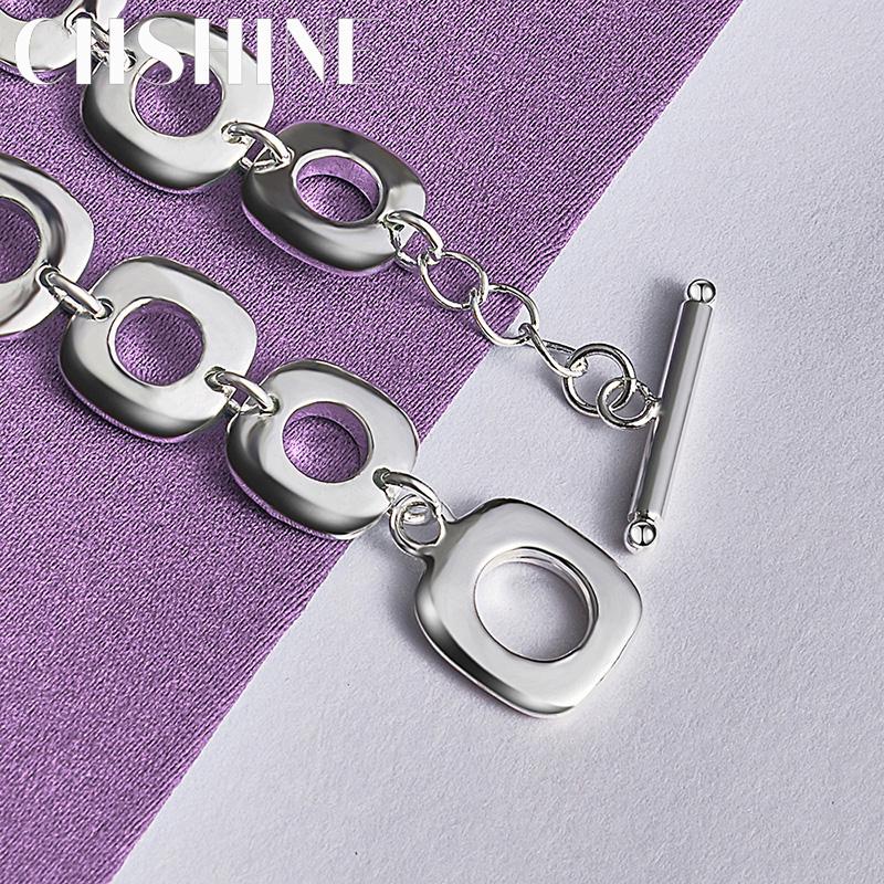 CHSHINE 925 Sterling Silver Round Ring Chain Bracelet For Women High Quality Fashion Charm Jewelry