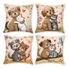 Cartoon Dog And Cat Design Digital Printing Pillow Cover Short Plush Suitable Living Rooms Bedrooms Sofas Throw Cushion Cover