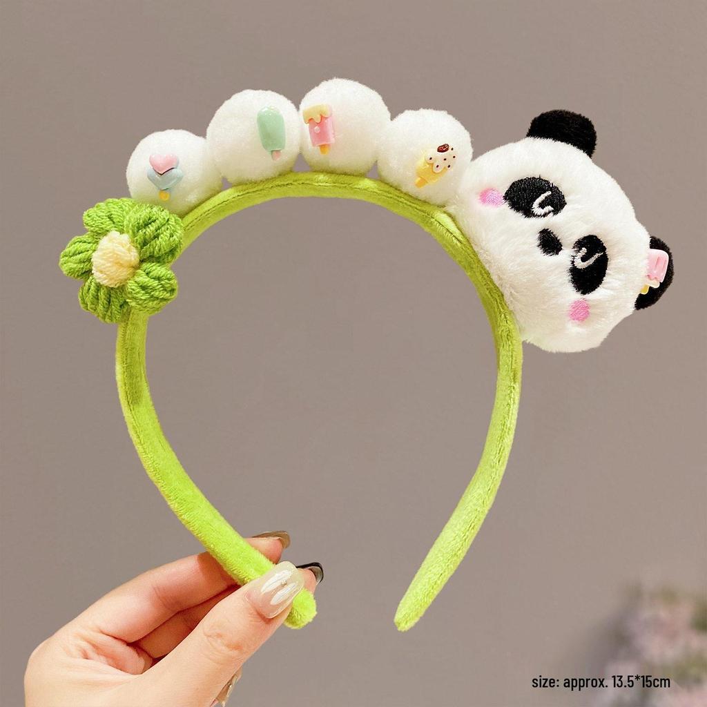 Cute Bamboo Leaf Panda Headband for Women and Children - Plush Zoo Panda Design