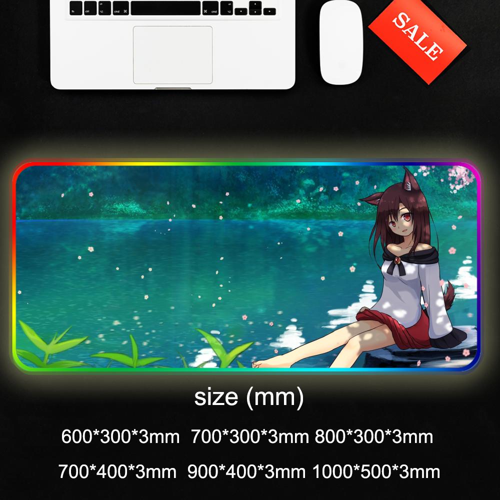 imaizumi kagerou Mouse Pad RGB Gaming Mousepad Big LED Pad PC Desk Mat Luminous Mouse Pad Large Keyboard Mats Table Rug With