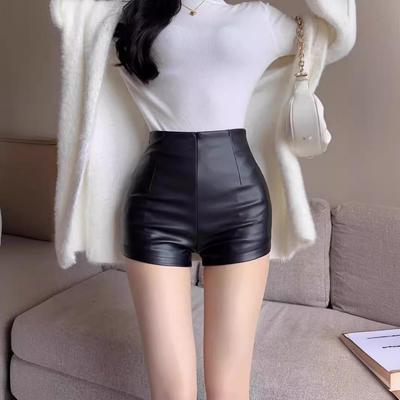 Dames High Waist PU leren shorts - 2023 herfst/wintercollectie