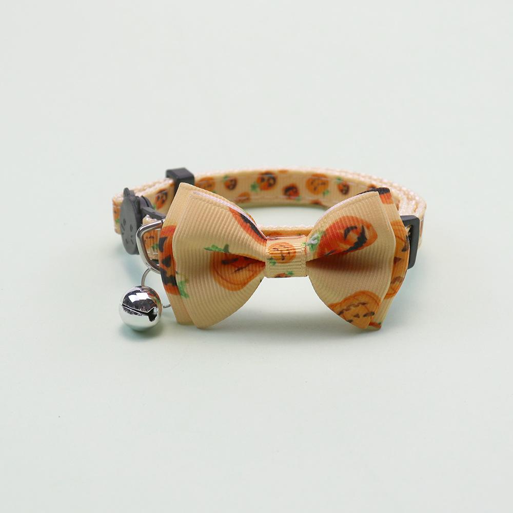 Fancyfamily Pet Halloween Collar Butterfly Tie with Bell Adjustable Cat Collar Small and Medium-sized Woven Dog Neck Collar