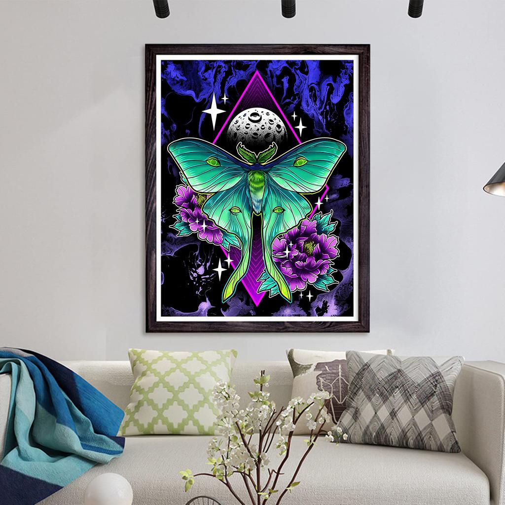 Pictură cu diamant 5D Diy Fluture verde Set punct de cruce Broderie cu diamant complet Mozaic Artă Imagine cu strasuri Decor Cadou