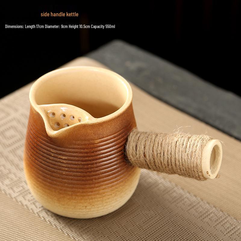 Fire-friendly Ceramic Tea Pot Set: Heat-resistant, perfect for roasting tea, boiling milk, and open flame cooking.