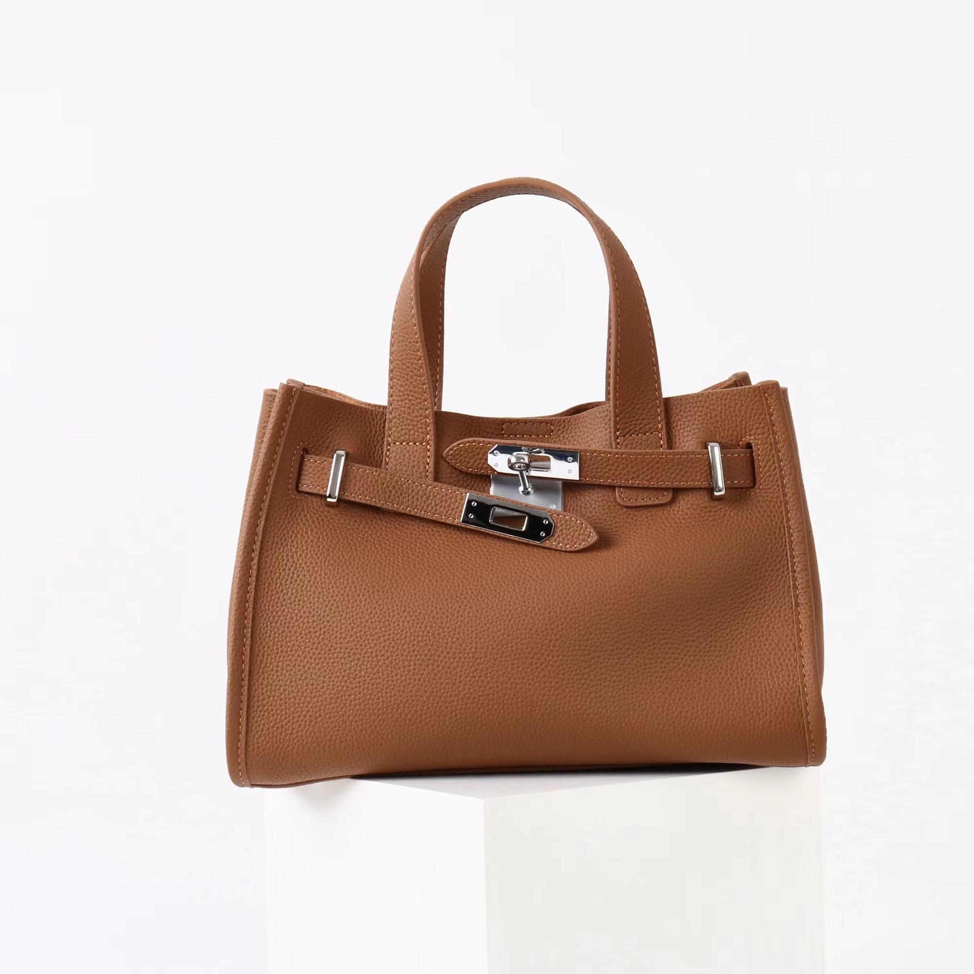 

2025 New Commuter Bag Large Leather Tote Single Shoulder Crossbody Computer 28.5cm коричневый