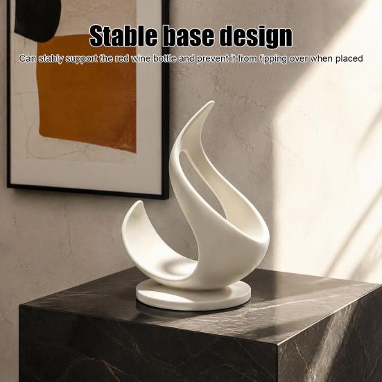 Flame Shaped Rack 3D Printed Wine Bottle Holder, Modern Sculptural for Home Ornament Bar, Decorative Tabletop Storage Stand, Creative Gift Holder