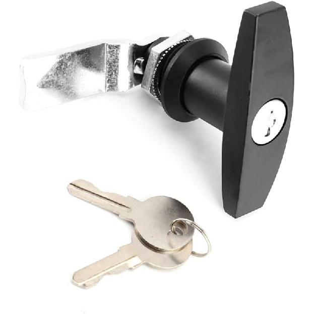 T Handle Door Lock, Trailer Locking Latch, RV Garage Door Lock, Suitable for Trailers and RV Tops, Etc(Black)