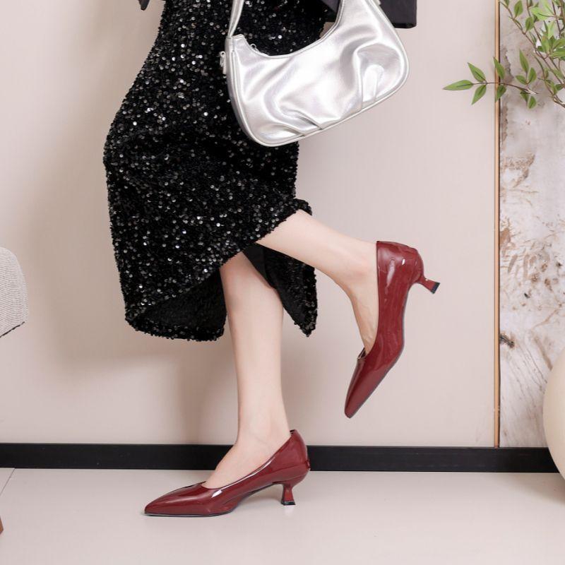 Sub-pointed Korean version shallow mouth versatile simple women's shoes thin heel single shoes women's college style
