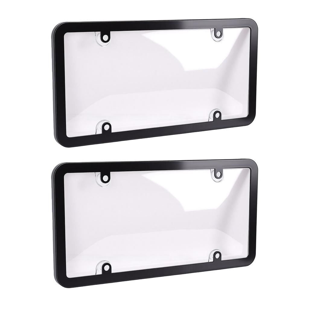 2PCS License Plate Cover Frame Transparent License Plate Protection Frames for United States Canada