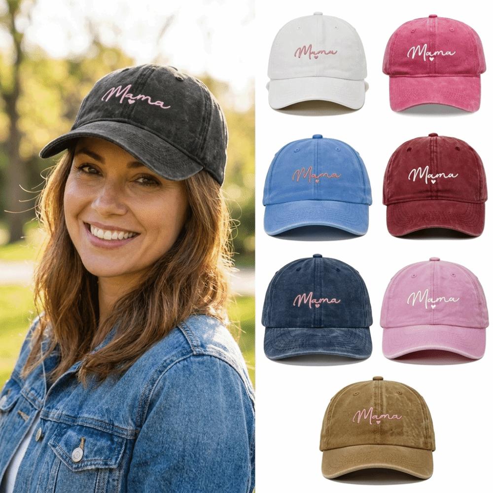 Adjustable Mama Heart Caps Washed Cotton Baseball Cap Fashion Sport Visors Cap Gifts
