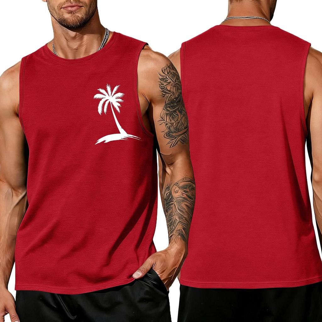 Men's Loose and Casual Hawaiian Print Sleeveless Shirt