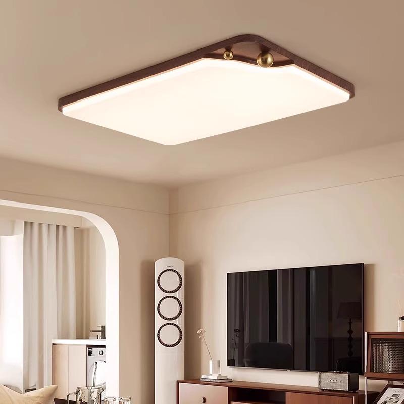 American Retro Walnut Ceiling Lamp: 2024 New Medieval Style for Living Room or Bedroom