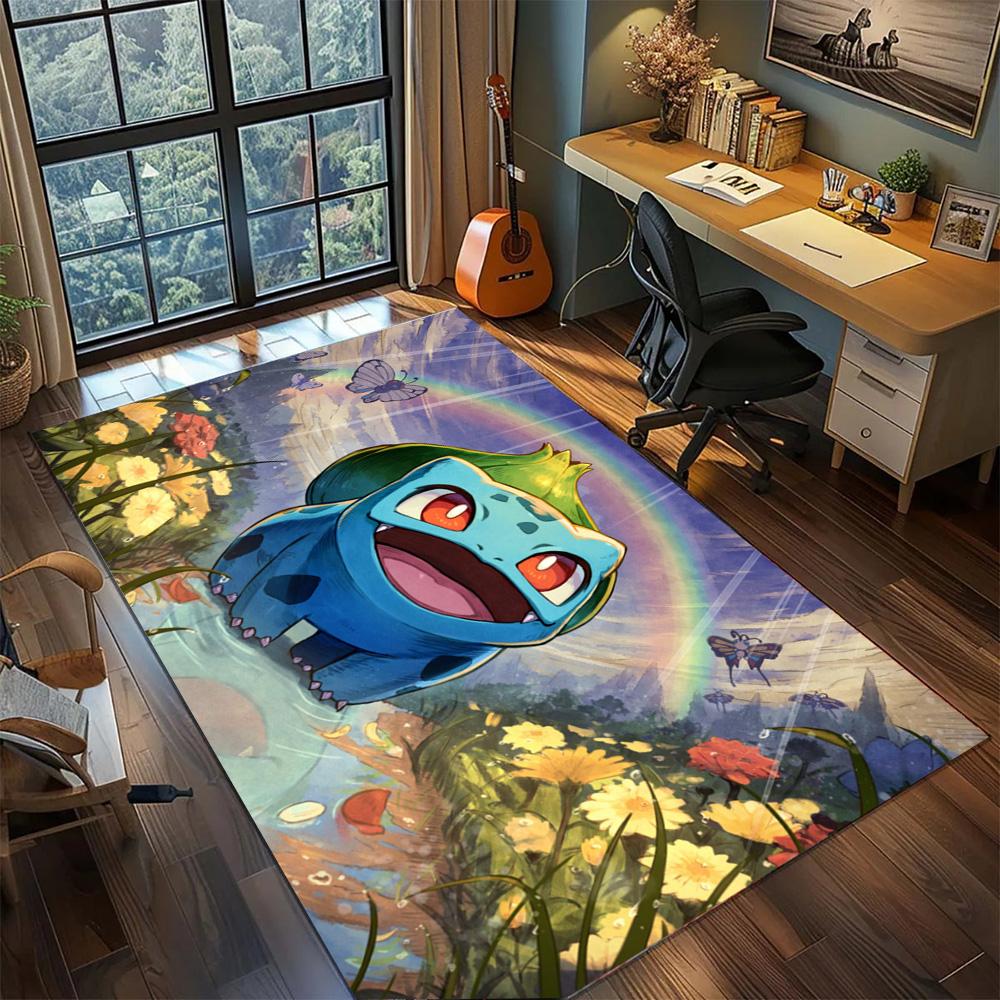 

Bulbasaur Floor Mat Non Slip Washable, Household Large Area Carpet Rug Gamer Room Bedroom Ornament.-TING 60x90cm