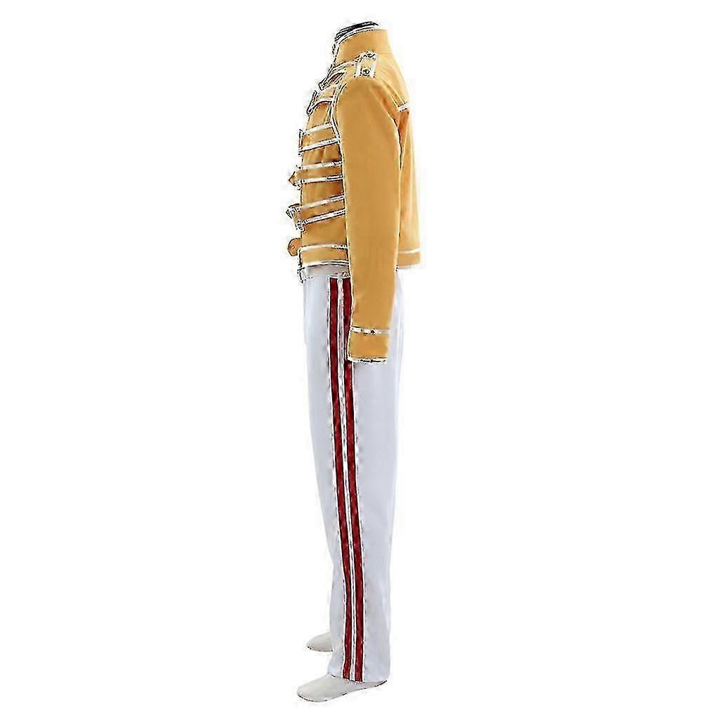 Queen Freddie Mercury Iconic Yellow & Black Stage Costume - 70s Vintage Rock Legend Revivalx