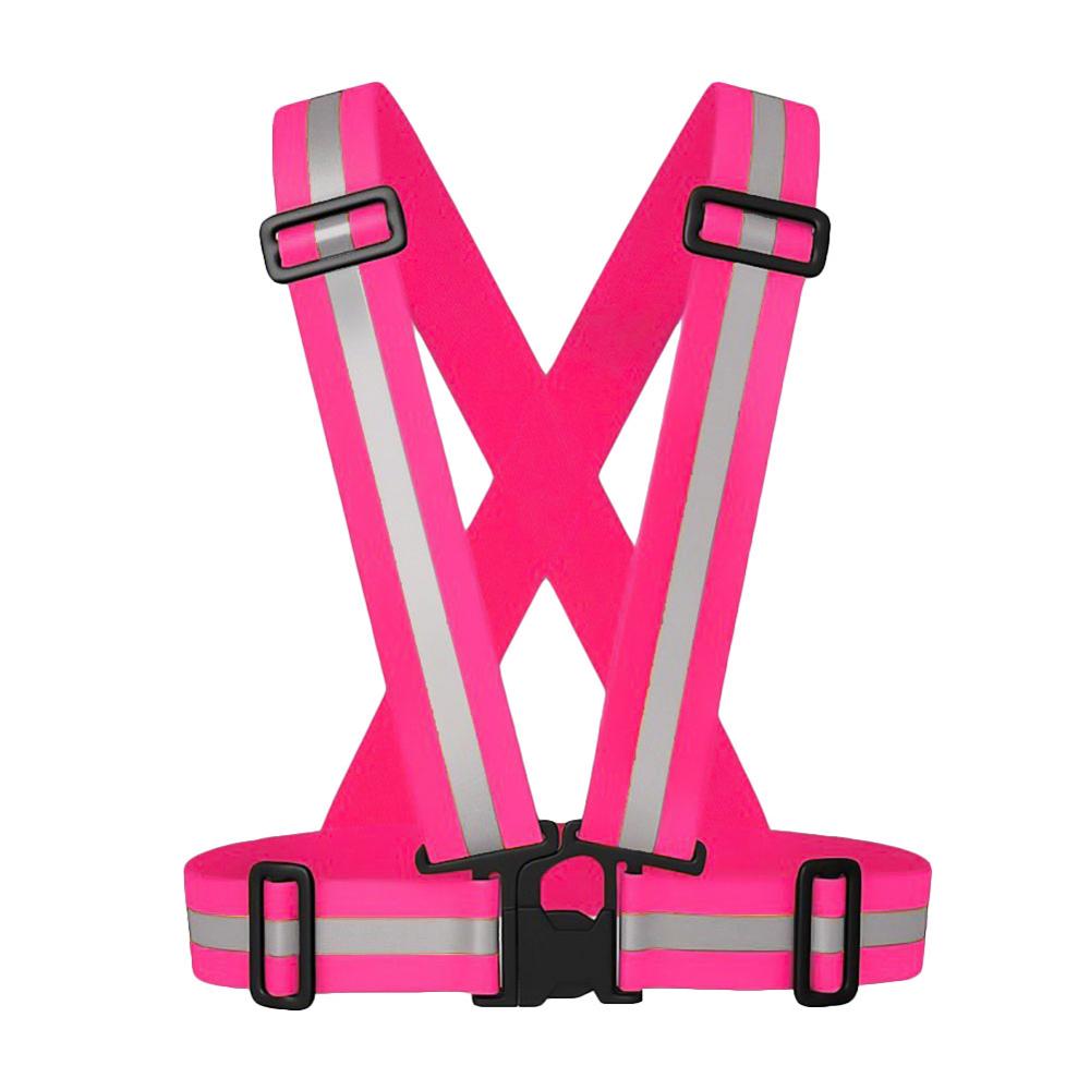 

Дополнительный цветной детский светоотражающий жилет, регулируемая защитная и видимая куртка в полоску розовый
