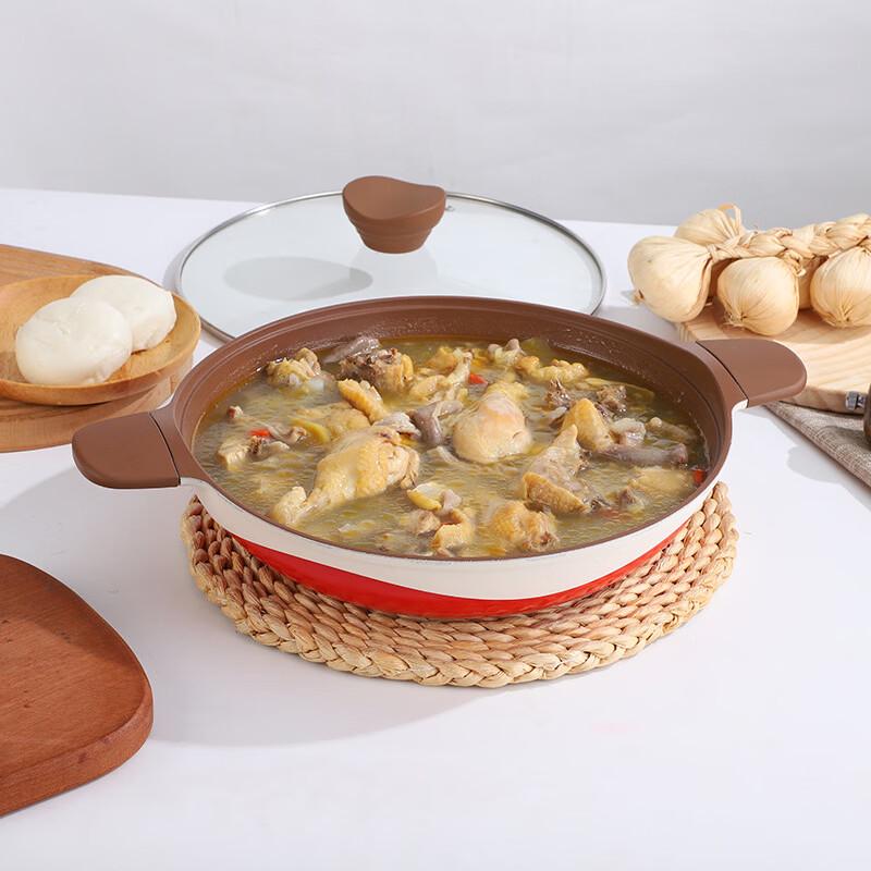 

ZISIZ Double-Handle Shallow Soup Pot