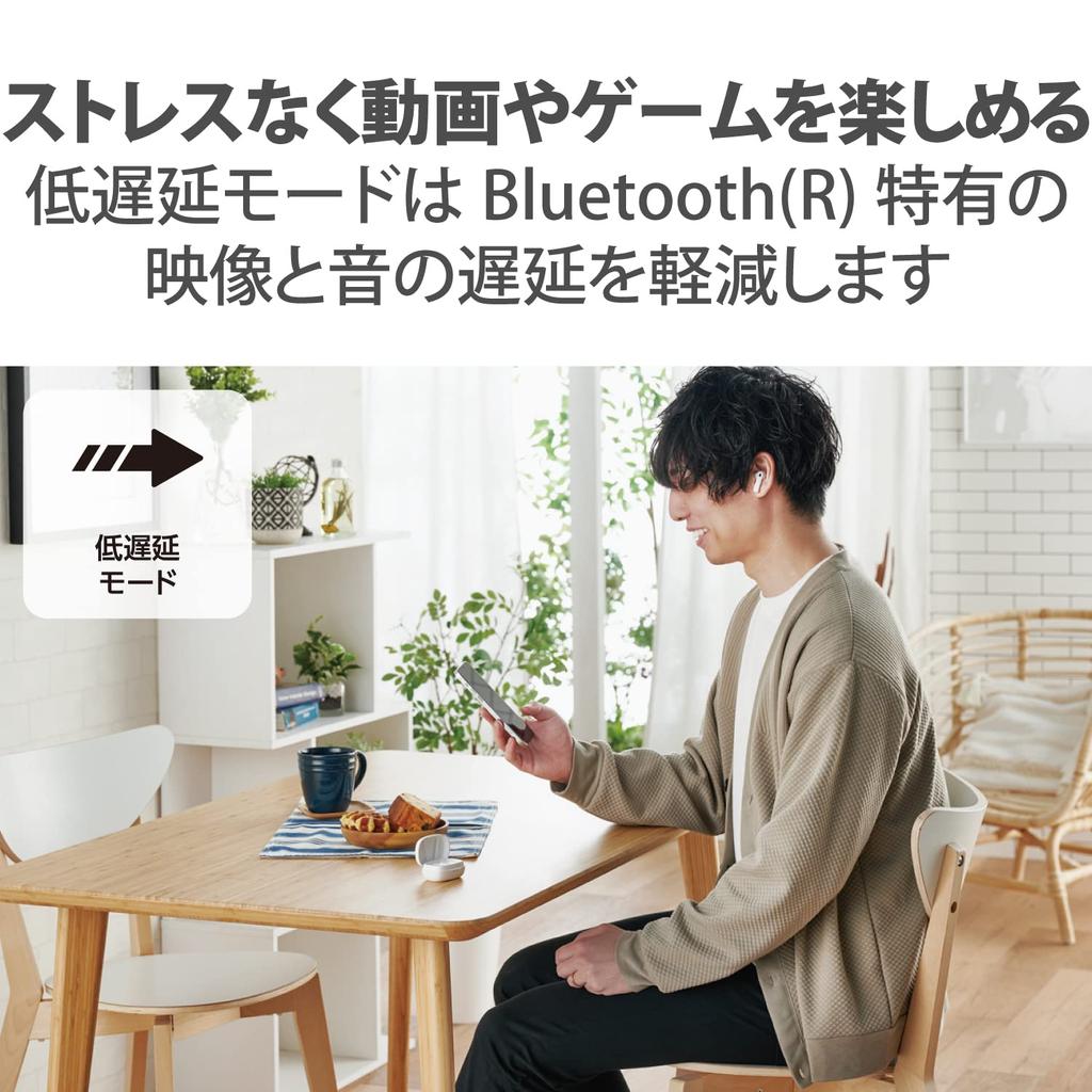 ELECOM LBT-TWS13WH Wireless Earbuds, Bluetooth 5.2, Noise Cancelling, AAC Compatible, Lightweight, Fully Wireless, In-Ear Type, White
