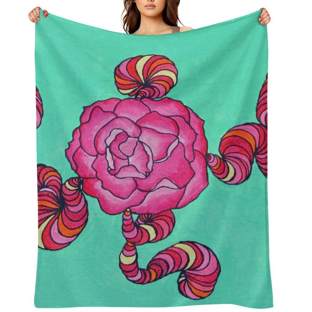 Peony Swirl Throw Blanket Decorative Sofa Beach Wednesday Decorative Blankets