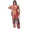 MY928 Plus Size Womens Off-Shoulder Ethnic Print Jumpsuit 2025 Lightweight Knit Romper With Moderate Stretch Straight Leg Pant