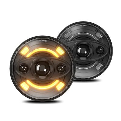 2ks 7palcových LED světlometů s HiLo paprskem, DRL a směrovkou Vodotěsné 7palcové kulaté světlomety