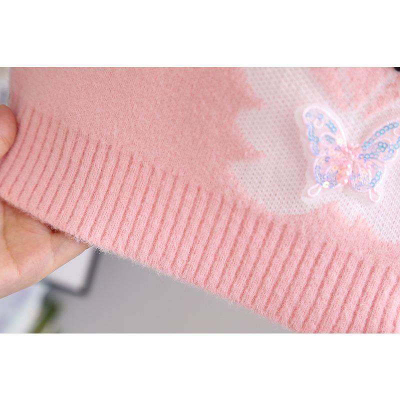 Girls' Sweaters Autumn and Winter Thickened Children's Winter Girls Butterfly Girls Tops
