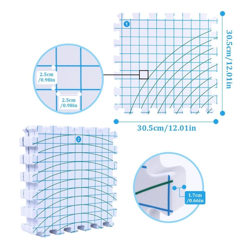 9Pcs Gridded Knit Blocking Mat 12x12Inch Foam Knitting Blocking Board With Marking For Crochet Yarns Crafting Project