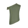 Women’s Fashionable Casual Plain Off-the-Shoulder Satin Sleeveless Asymmetrical Hem T-Shirt Top