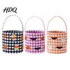 Trick or Treat Bags Halloween Bucket Basket for Kids Boys Girls Plaid Pumpkin Fall Festival Decorations Bat Ghost Candy Tote Bag with Handle