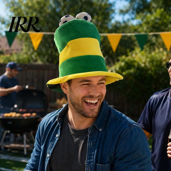 Breathable Football Headwear Soft Soccer Ball Plush Hat, Striped Sports Theme Party Top Fan Hat Game Cheerleading for Bars, Photo Booth Props, Themed