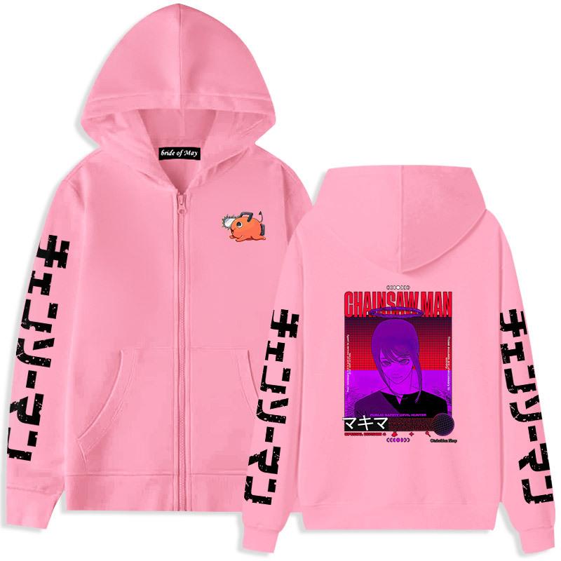 Chainsaw Man Magima Riman Plush Thickened Zipper Sweater Hoodie for Men and Women Couple
