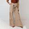 Damen Freizeitmode Alles- Tägliche Falten- Weiter Bein- Monochrom Hosen