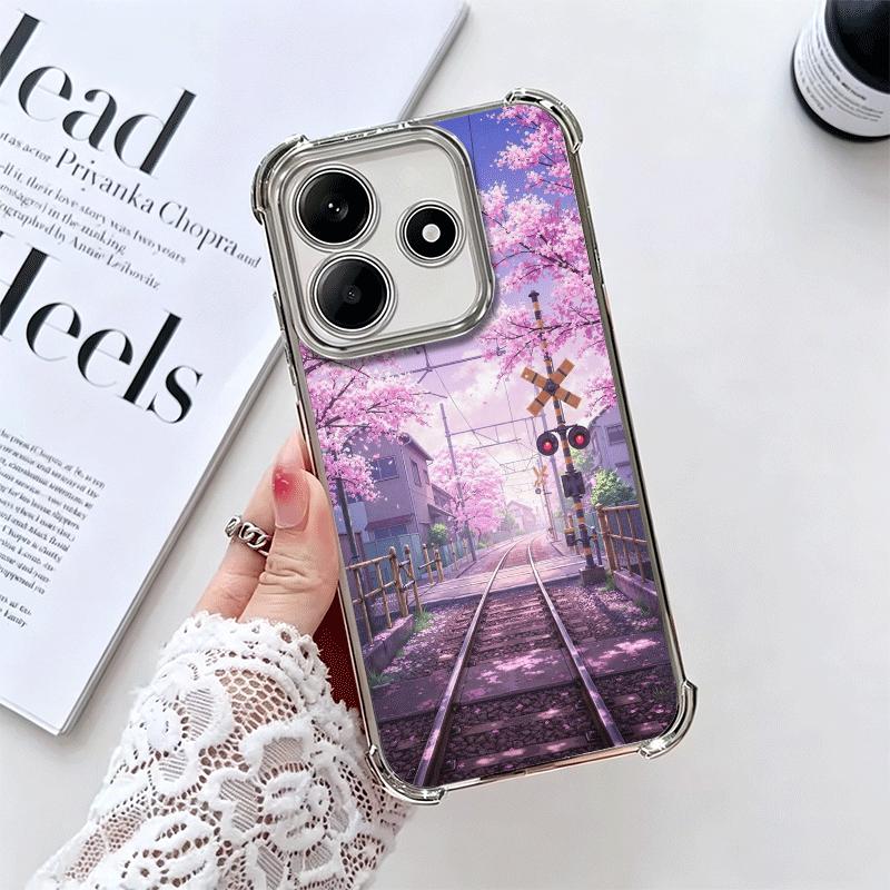 Anime Aesthetic Scenery Plating Phone Case For Xiaomi Redmi Note 14 15 Pro Plus 13 12 11 11S 11T 10 9S 9 5G Anti-Fall Airabag Co
