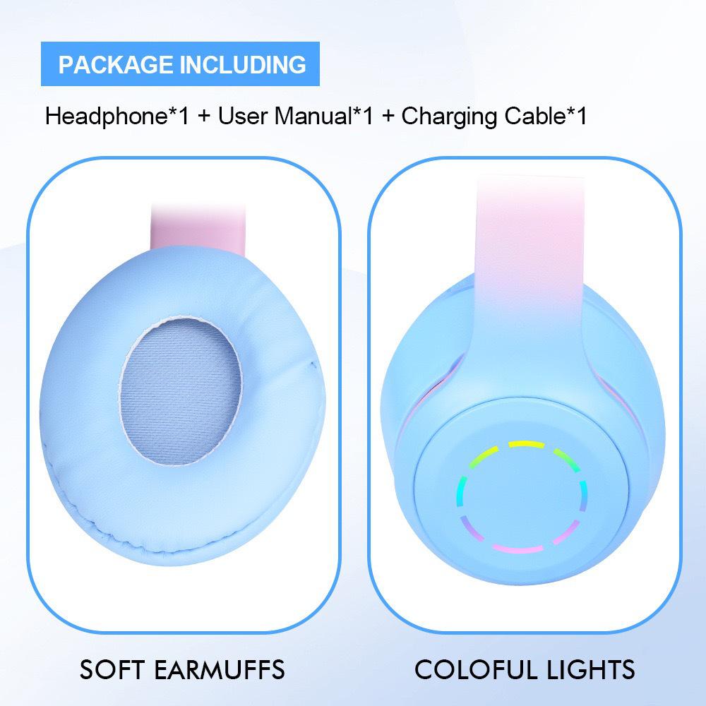 Luminous Gradient Wireless Bluetooth Headband with Macaron Earbuds – Heavy Bass Best Seller