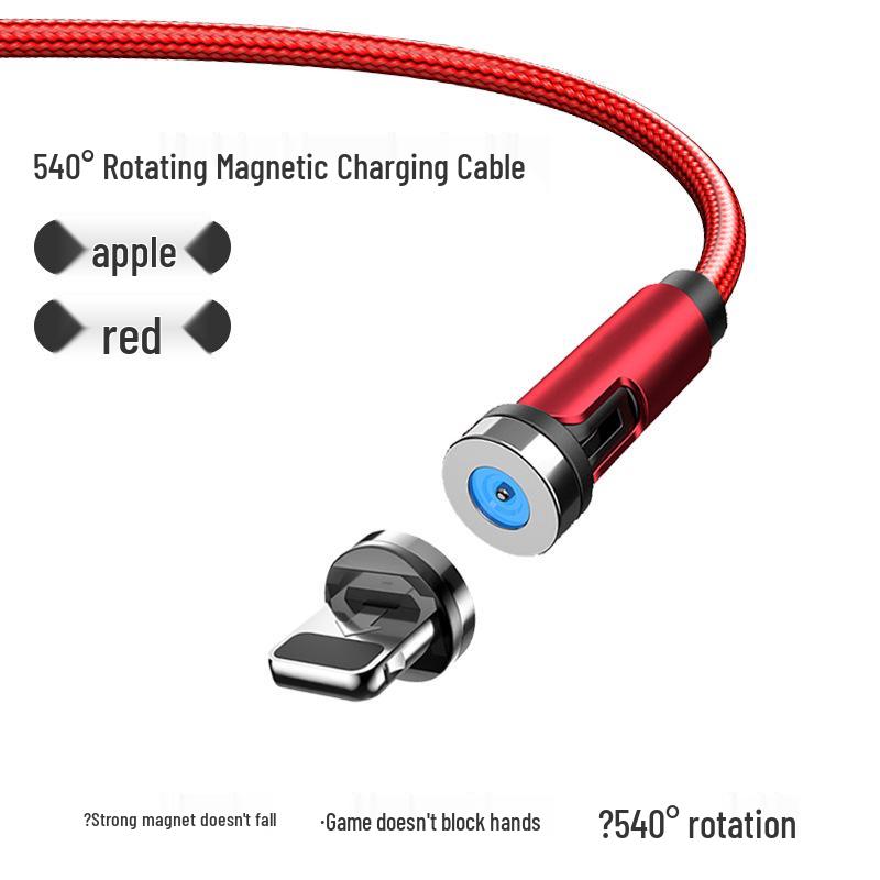 Câble de charge magnétique rotatif à 540°: Câble de données 3-en-1 pliable