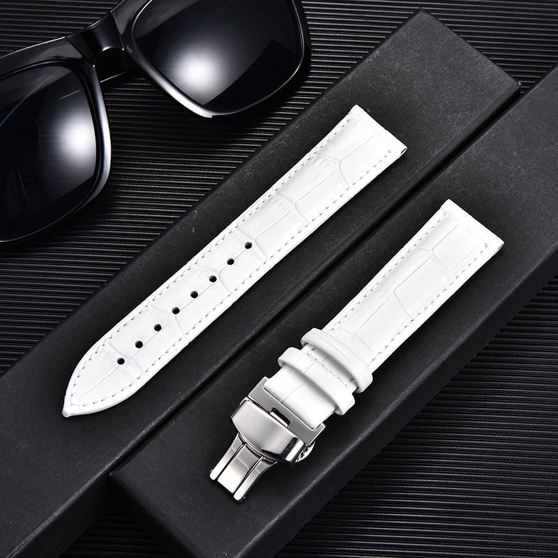 

Bamboo Pattern Genuine Leather Watch Strap Cowhide Watchband 18/20/22/24mm with Stainless Steel Butterfly Buckle Wrist Straps 24mm
