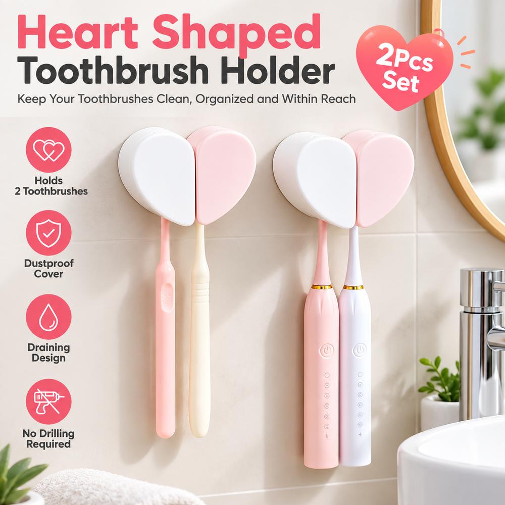 2Pcs Dustproof Toothbrush Holder Heart Shape Toothbrush Stand New Toothbrush Storage Rack Couples