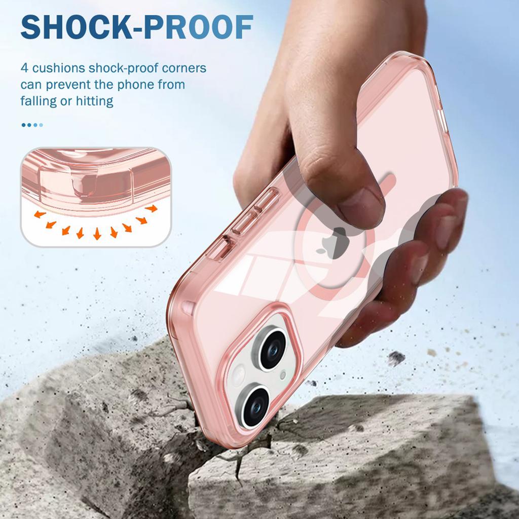 For iPhone 14 Magnetisk Deksel PC+TPU Støtsikkert Telefondeksel med PET Skjermfilm