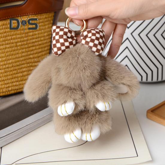 Plüschhase Schlüsselanhänger, pelziger Kunstpelz, Kaninchen-Anhänger, Schlüsselanhänger, weiches Tier-Schlüsselanhänger-Accessoire für Damen, Handtasche, Rucksack, Dekoration