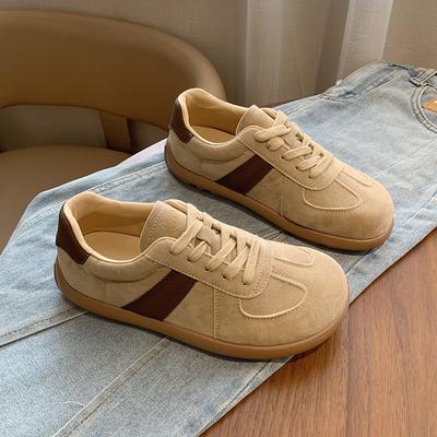 CRLAYDK 2024 Winter Neue Sneaker für Damen Wildleder Mode Sport Flache Schuhe Maillard Weite Zehenpartie Lässig Walking Bequeme Tennis